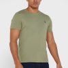 Gröna t-shirts med rund hals för män Ralph Lauren bröstlogotyp Gröna t-shirts med rund hals för män Ralph Lauren bröstlogotyp