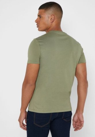 Gröna t-shirts med rund hals för män Ralph Lauren bröstlogotyp