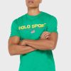 Gröna t-shirts med rund hals för män Ralph Lauren logotyp