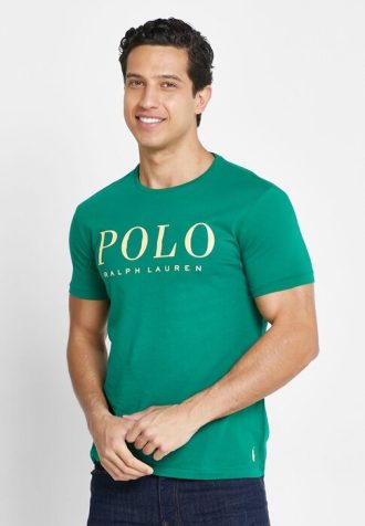 Gröna t-shirts med rund hals för män Ralph Lauren logotyp