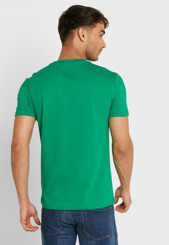 Gröna t-shirts med rund hals för män Ralph Lauren logotyp