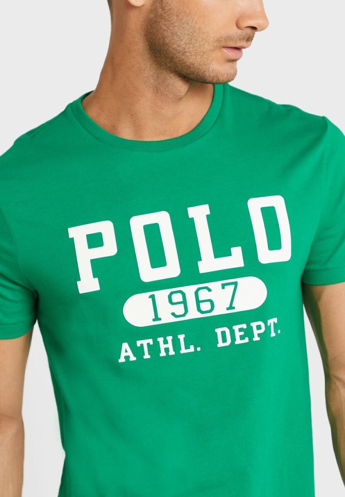 Gröna t-shirts med rund hals för män Ralph Lauren logotyp