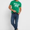 Gröna t-shirts med rund hals för män Ralph Lauren logotyp