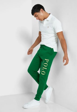 Gröna träningsbyxor med logotyp för män Ralph Lauren