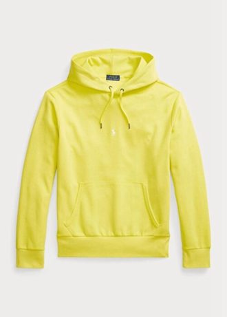 Gul Ralph Lauren dubbelstickad luvtröja för män