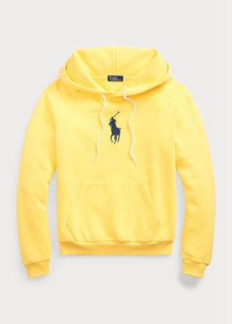 Gul Ralph Lauren-huvtröja i fleece med stor ponnysform för kvinnor