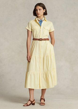 Gul Ralph Lauren Klänning med bälte för kvinnor Gul Ralph Lauren Klänning med bälte för kvinnor