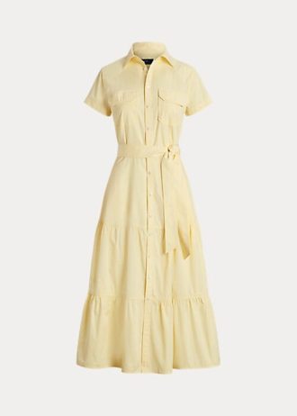 Gul Ralph Lauren Klänning med bälte för kvinnor Gul Ralph Lauren Klänning med bälte för kvinnor