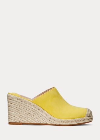 Gul Ralph Lauren Pennie Espadrille i mocka för kvinnor
