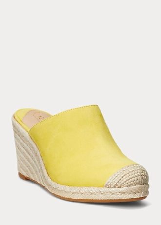Gul Ralph Lauren Pennie Espadrille i mocka för kvinnor