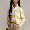 Gul/vit Ralph Lauren Randig Randig Jersey Rugby Polo Shirts Gul/vit Ralph Lauren Randig Randig Jersey Rugby Polo Shirts