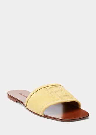 Gula Ralph Lauren Andela sandaler i kalvmocka för kvinnor