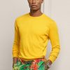Gula Ralph Lauren bomullströjor med rund hals för män Gula Ralph Lauren bomullströjor med rund hals för män