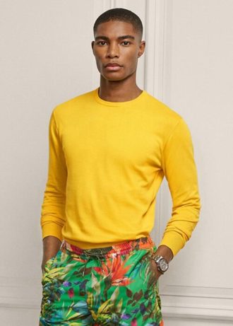 Gula Ralph Lauren bomullströjor med rund hals för män