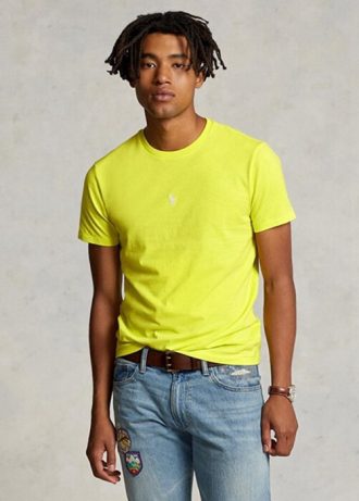 Gula Ralph Lauren Custom Slim Fit T-shirts med rund hals för män