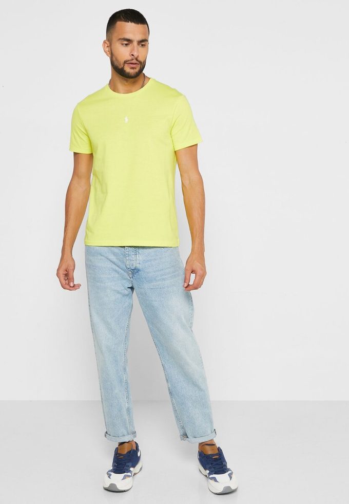 Gula Ralph Lauren Essential T-shirts med rund hals för män Gula Ralph Lauren Essential T-shirts med rund hals för män