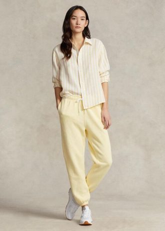 Gula Ralph Lauren fleecefriidrottsbyxor för kvinnor