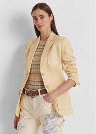 Gula Ralph Lauren Herringbone Linen Blazers för kvinnor