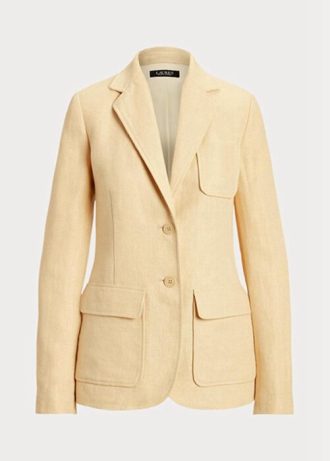 Gula Ralph Lauren Herringbone Linen Blazers för kvinnor