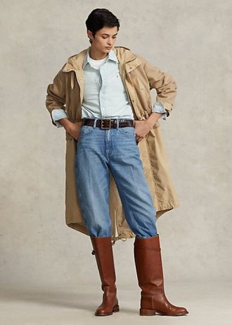 Gula Ralph Lauren Långfältsjackor med huva för kvinnor