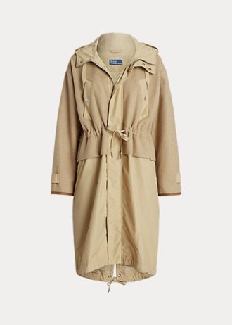 Gula Ralph Lauren Långfältsjackor med huva för kvinnor