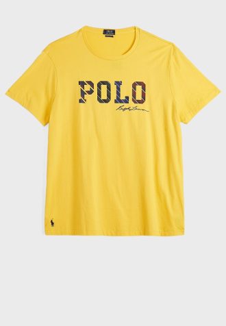 Gula Ralph Lauren-logotyp T-shirts med rund hals för män