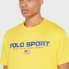 Gula Ralph Lauren-logotyp T-shirts med rund hals för män