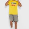 Gula Ralph Lauren-logotyp T-shirts med rund hals för män