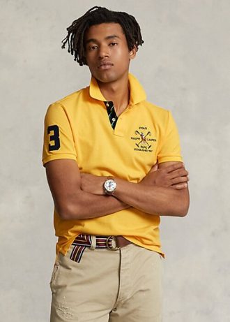 Gula Ralph Lauren pikétröjor med mesh i klassisk passform för män