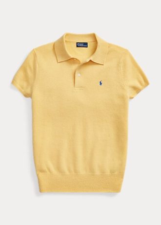 Gula Ralph Lauren Slim Fit Cashmere pikétröjor för kvinnor