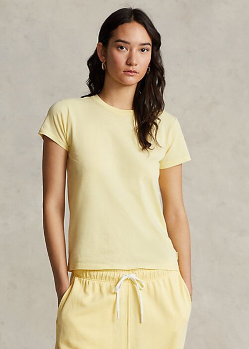Gula Ralph Lauren T-shirts i ekologisk bomull för kvinnor Gula Ralph Lauren T-shirts i ekologisk bomull för kvinnor