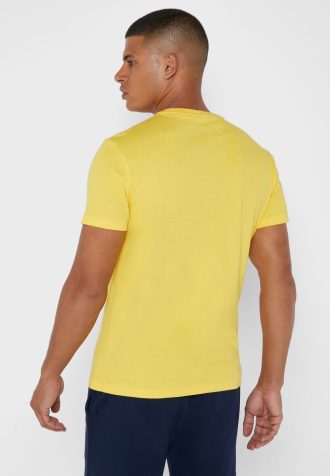 Gula t-shirts med rund hals för män Ralph Lauren bröstlogotyp Gula t-shirts med rund hals för män Ralph Lauren bröstlogotyp