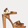 Guld dam Ralph Lauren Callahan metalliska sandaler i kalvskinn Guld dam Ralph Lauren Callahan metalliska sandaler i kalvskinn