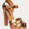 Guld dam Ralph Lauren Callahan metalliska sandaler i kalvskinn Guld dam Ralph Lauren Callahan metalliska sandaler i kalvskinn