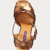 Guld dam Ralph Lauren Callahan metalliska sandaler i kalvskinn Guld dam Ralph Lauren Callahan metalliska sandaler i kalvskinn