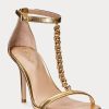 Guld dam Ralph Lauren Kate metalliska nappa lädersandaler Guld dam Ralph Lauren Kate metalliska nappa lädersandaler