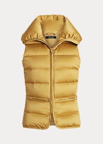 Guld dam Ralph Lauren satin quiltad dunväst