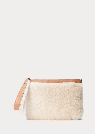 Honey/Cream Ralph Lauren Shearling Envelope Handväska för kvinnor