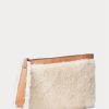 Honey/Cream Ralph Lauren Shearling Envelope Handväska för kvinnor Honey/Cream Ralph Lauren Shearling Envelope Handväska för kvinnor