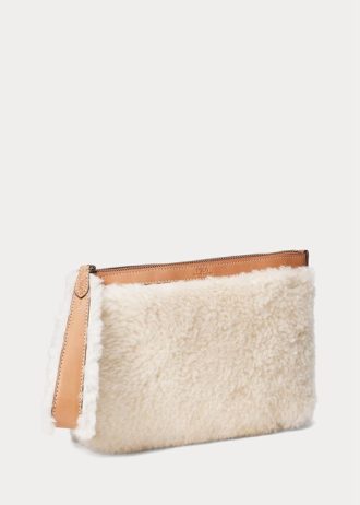 Honey/Cream Ralph Lauren Shearling Envelope Handväska för kvinnor