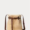 Honey/Cream Ralph Lauren Shearling Mini Bellport Bucket Bags för kvinnor Honey/Cream Ralph Lauren Shearling Mini Bellport Bucket Bags för kvinnor