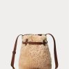 Honey/Cream Ralph Lauren Shearling Mini Bellport Bucket Bags för kvinnor Honey/Cream Ralph Lauren Shearling Mini Bellport Bucket Bags för kvinnor