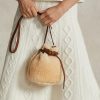 Honey/Cream Ralph Lauren Shearling Mini Bellport Bucket Bags för kvinnor Honey/Cream Ralph Lauren Shearling Mini Bellport Bucket Bags för kvinnor