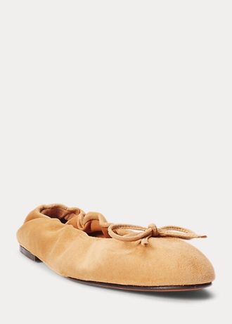 Khaki Dam Ralph Lauren The Mocka Ponny Balett Flat Shoes