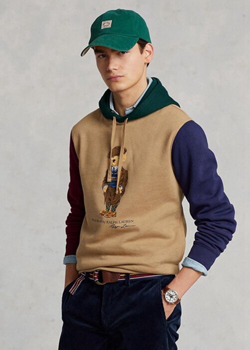 Khaki herr Ralph Lauren Polo Bear Färgblockerad fleecehuvtröja Khaki herr Ralph Lauren Polo Bear Färgblockerad fleecehuvtröja