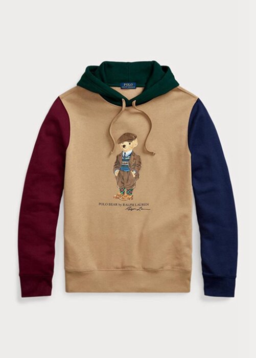Khaki herr Ralph Lauren Polo Bear Färgblockerad fleecehuvtröja Khaki herr Ralph Lauren Polo Bear Färgblockerad fleecehuvtröja
