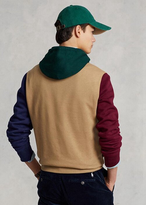 Khaki herr Ralph Lauren Polo Bear Färgblockerad fleecehuvtröja Khaki herr Ralph Lauren Polo Bear Färgblockerad fleecehuvtröja