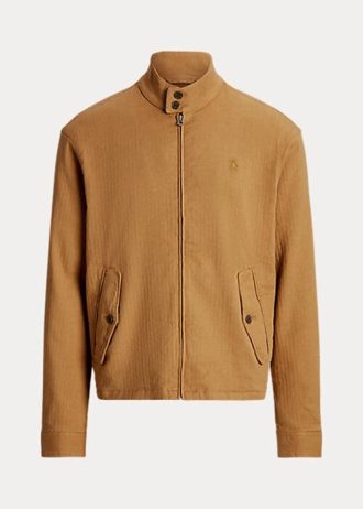 Khaki herrjackor från Ralph Lauren linneblandning fiskbenstwill