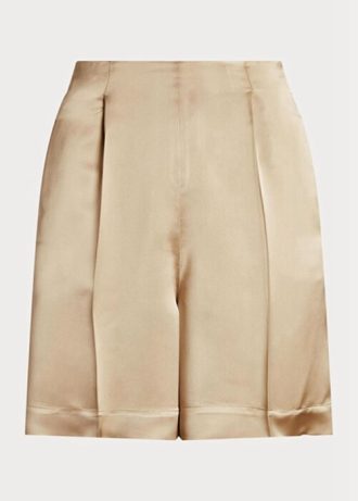 Khaki Ralph Lauren Ainsworth tvättade satinshorts för kvinnor