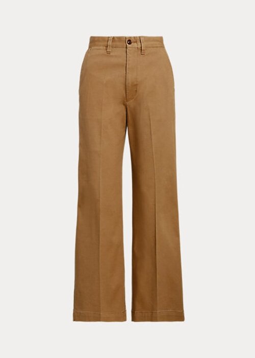 Khaki Ralph Lauren Chino vidbensbyxor för kvinnor Khaki Ralph Lauren Chino vidbensbyxor för kvinnor